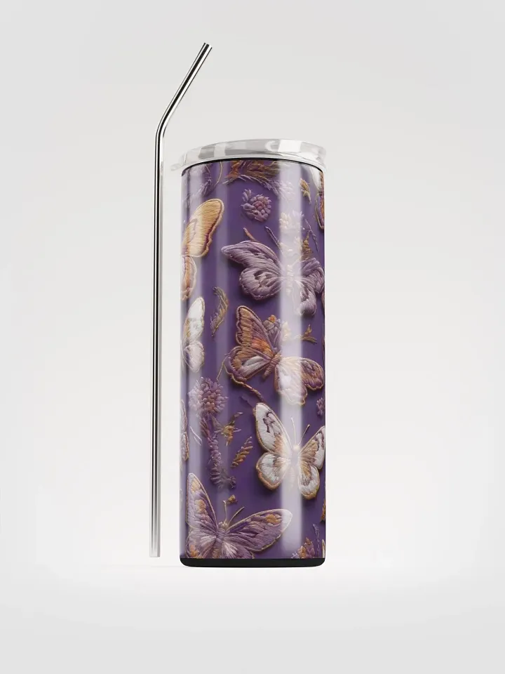 Embrace Elegance with Our Embroidered Purple Butterfly Stainless Steel Tumbler | Eco-Friendly Gift Idea product image (1)