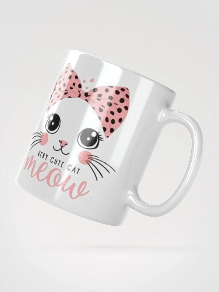 White Glossy Mug Cute Cat product image (2)