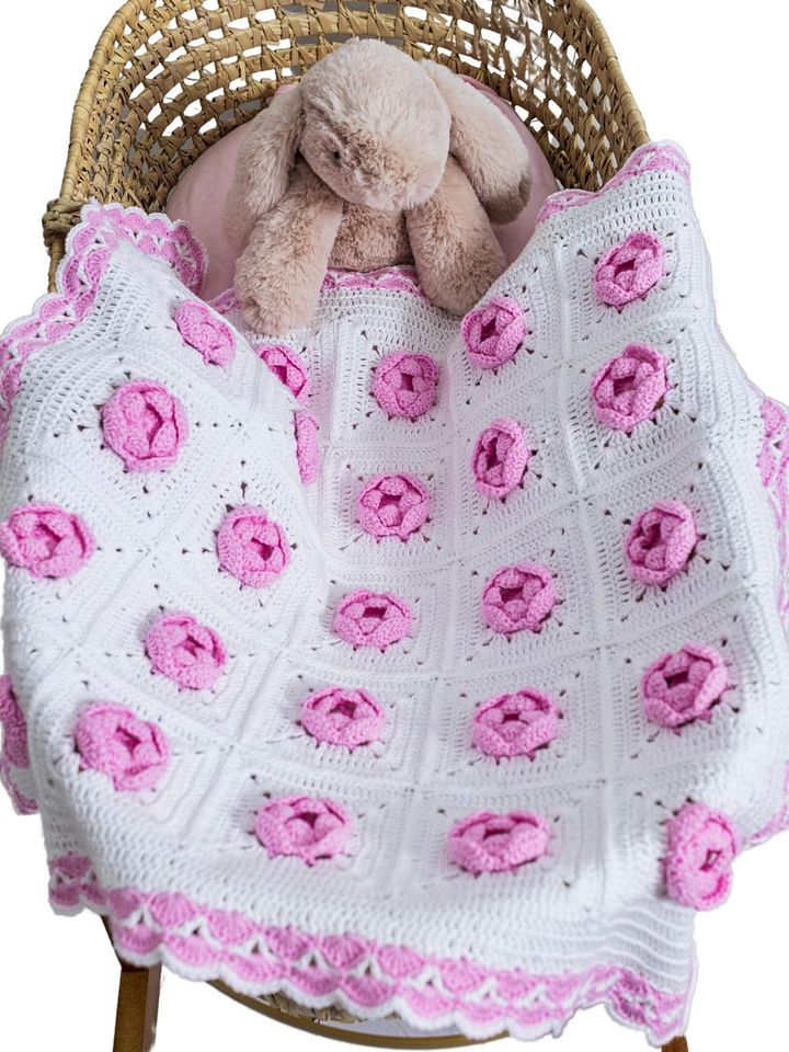 Crochet Pattern: Rose Baby Blanket product image (1)