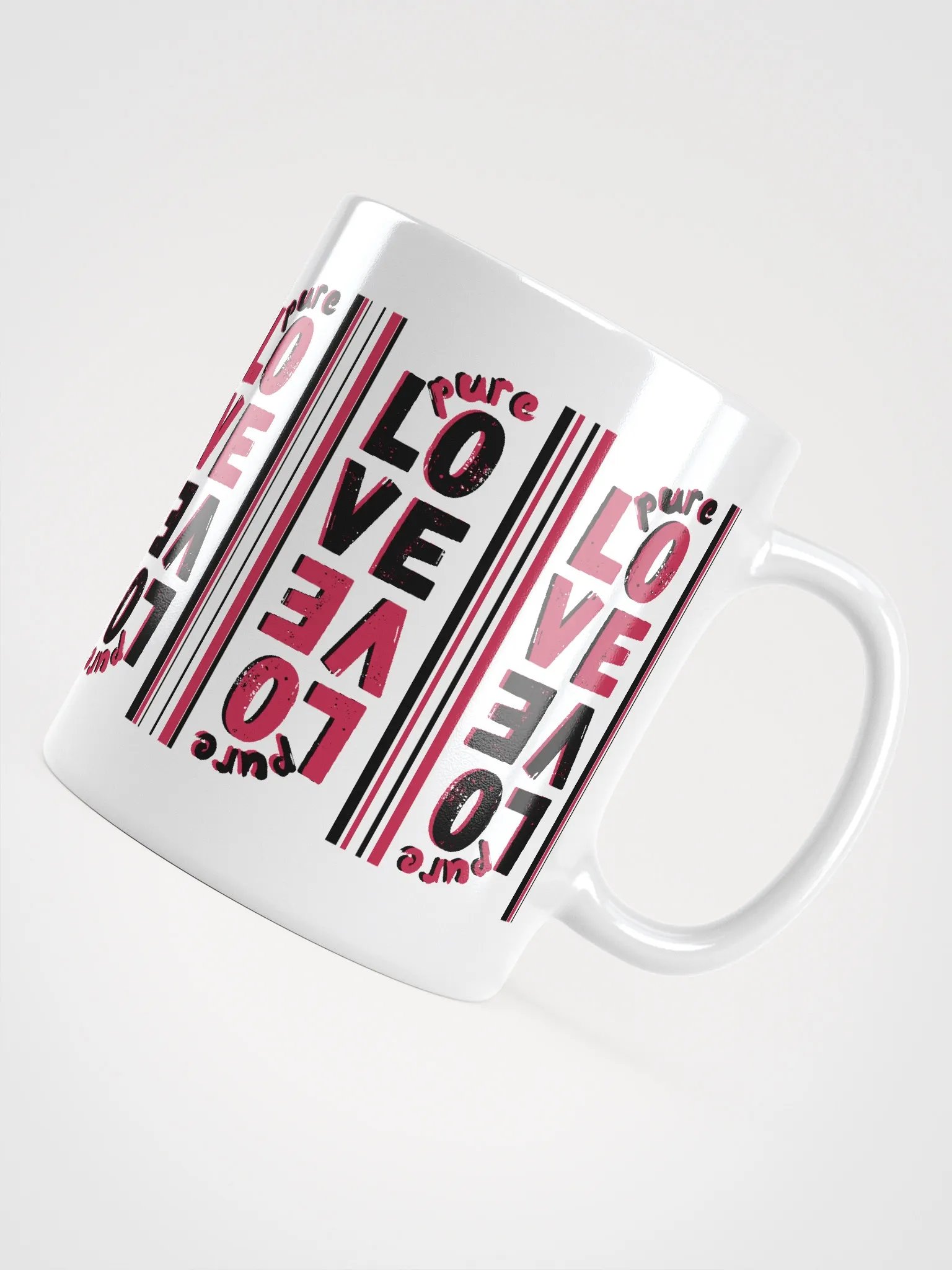 Pure LOVE dual Color Stripes in Black-Magenta - white glossy Mug product image (6)