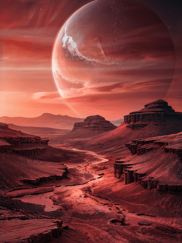 Red Planet - MARS- Landscape Poster – Photorealistic Sci-Fi Cosmic Wall Art product image (1)