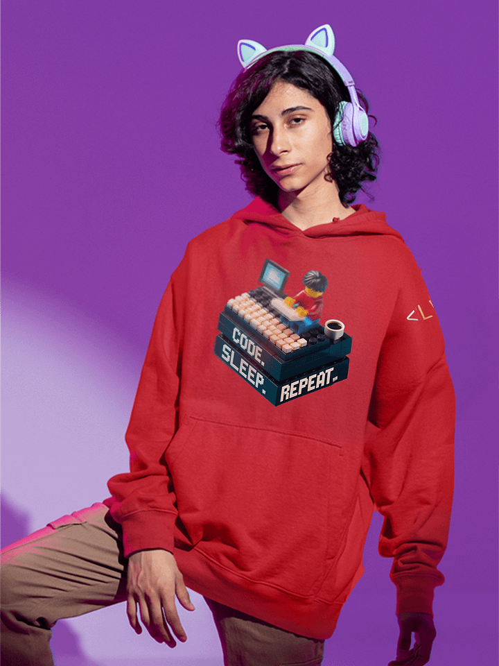 Code. Sleep. Repeat. Hoodie – Pixel Dev x Limitless product image (1)
