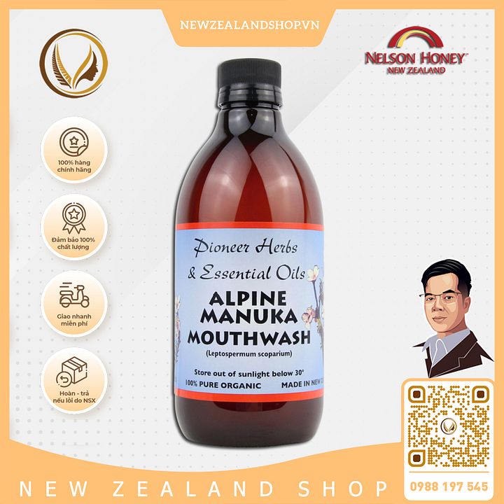 Nước súc miệng mật ong Manuka Nelson Honey Alpine Manuka Mouthwash 500ml product image (1)