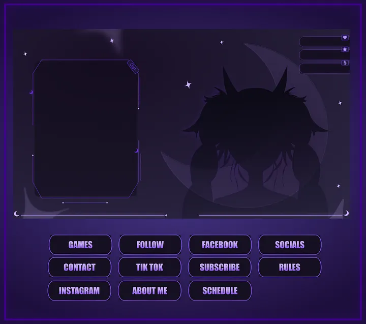 GOTHIC VTUBER STREAM OVERLAY ANIMATED - VTUBER PACK ANIMATED - GOTHIC CELESTIAL STREAM OVERLAY ANIMATED product image (2)