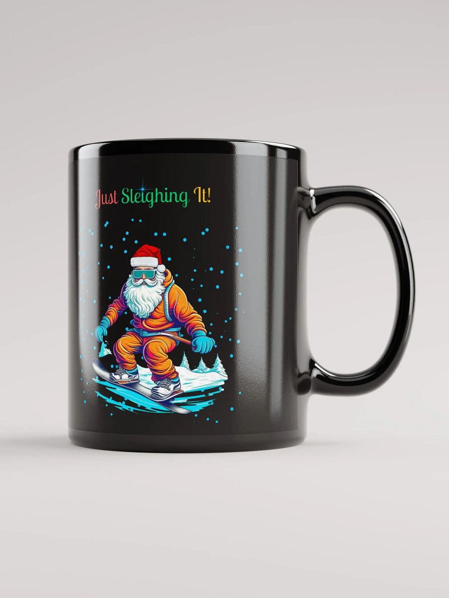 Santa Claus Snowboarding Black Mug product image (1)