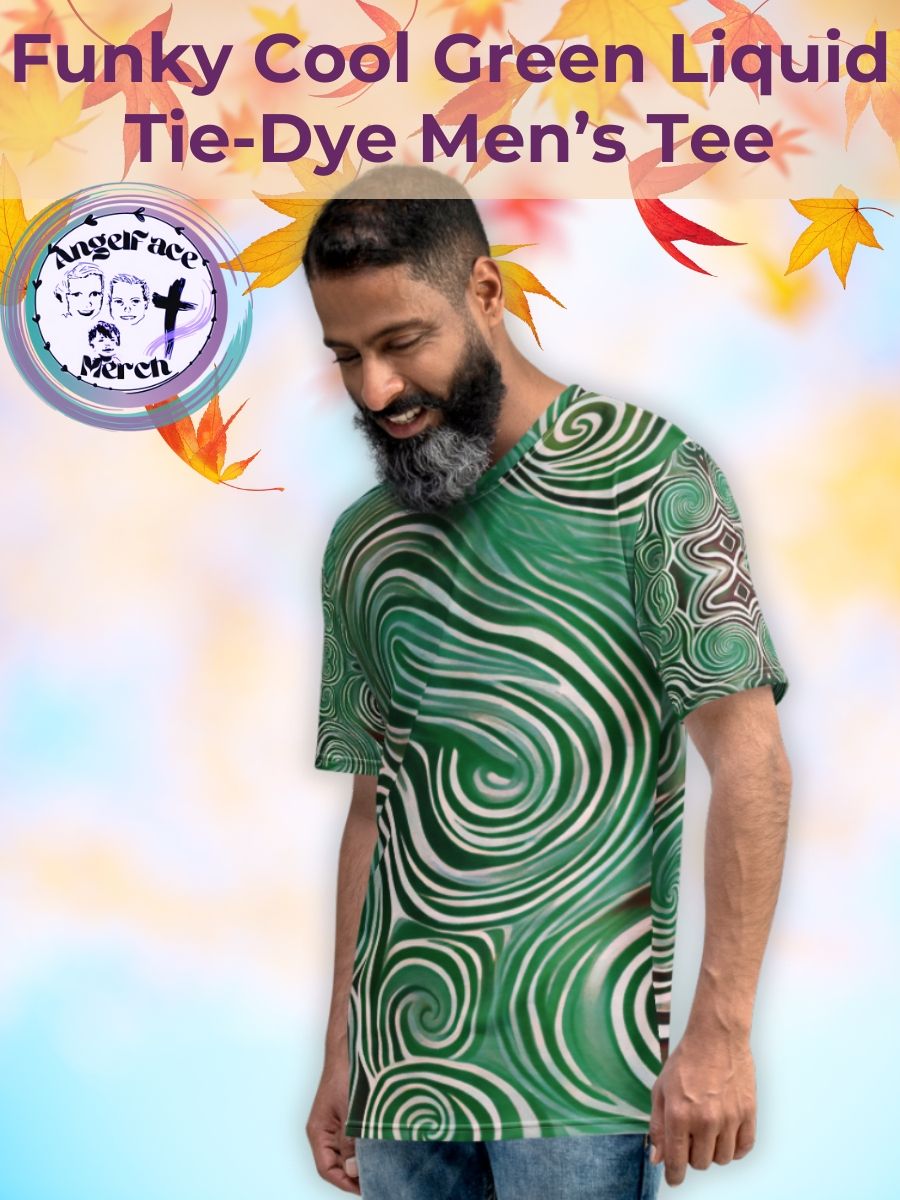Funky Cool Green Liquid Tie-Dye Men's T-shirt product image (1)
