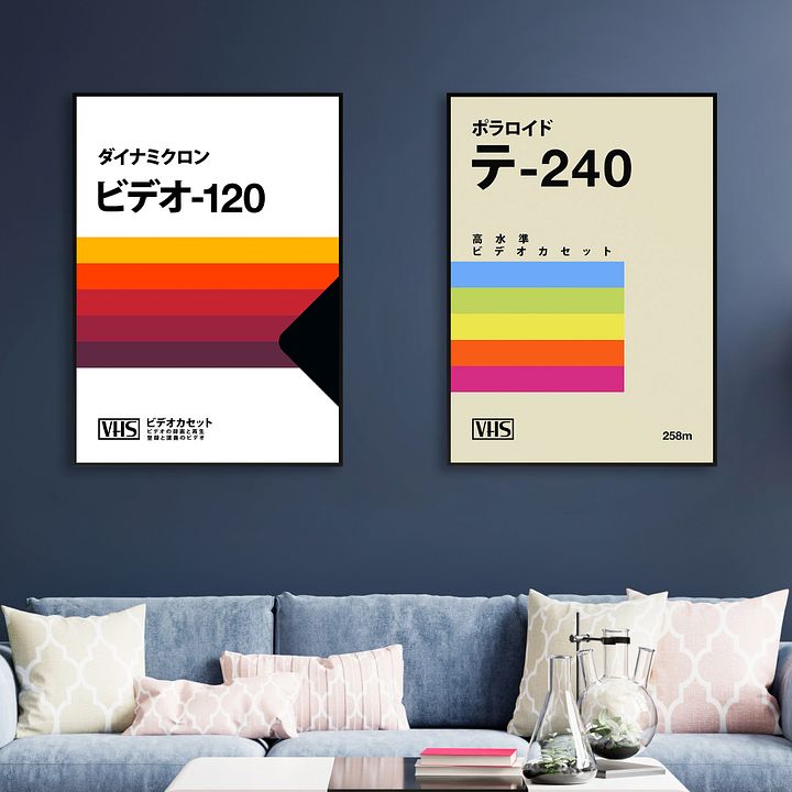 VHS cassette case E-240. Japanese edition [retrowave/vaporwave] — retrowave poster, aesthetic print, retrowave art, 80s wall decor product image (2)