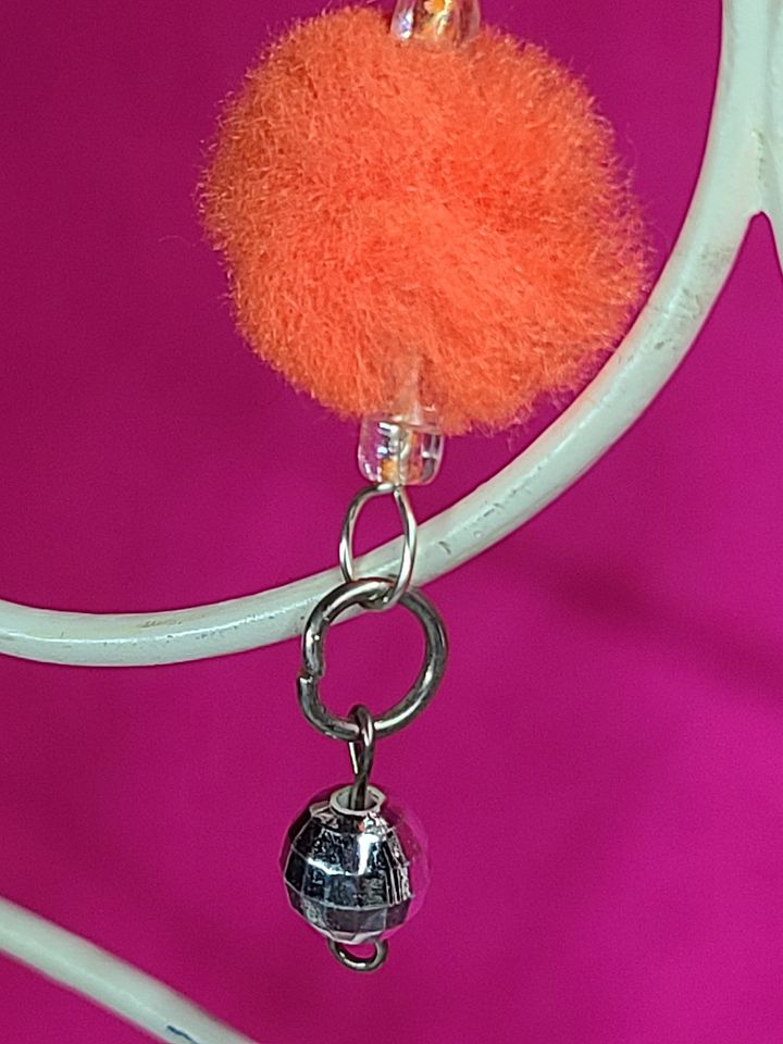 Orange Pom-Pom Disco wire wrapped Earrings product image (2)