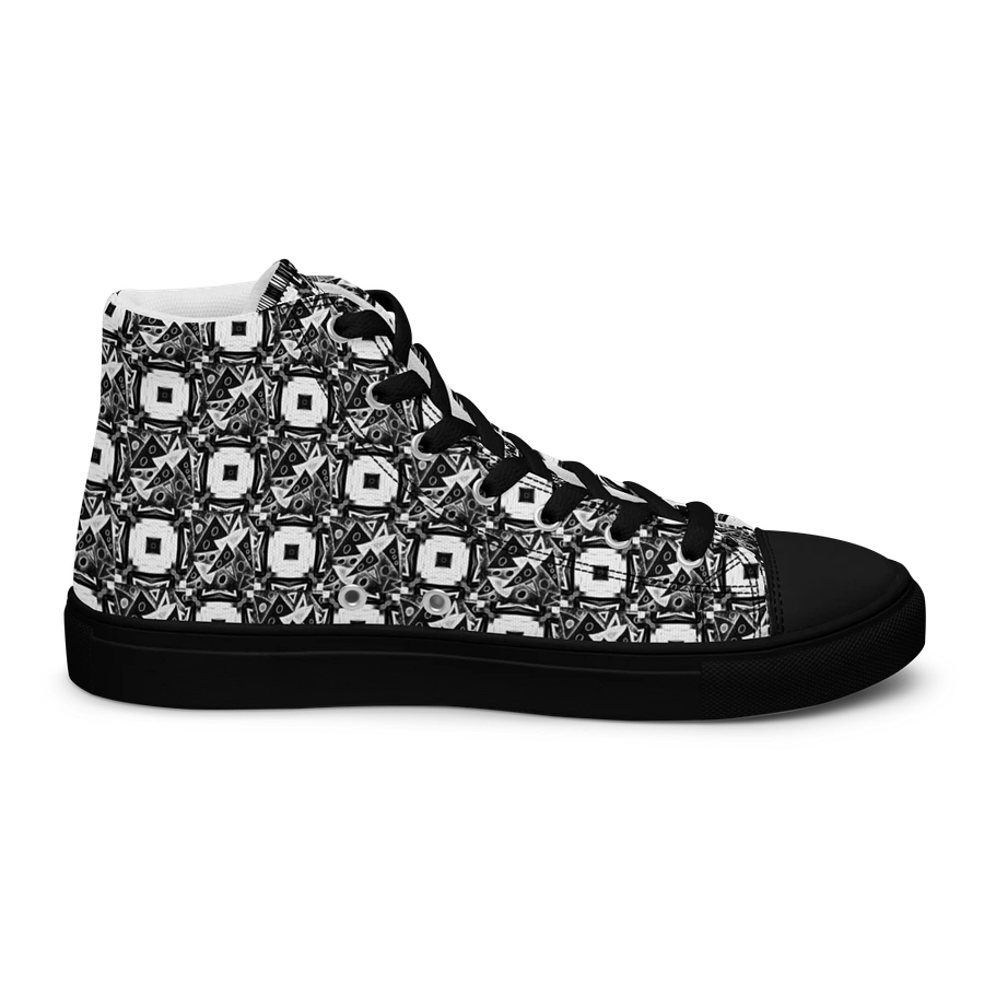 Abstract Monochrome Pattern Shapes and Squares Men's Canvas Shoes High Tops product image (9)