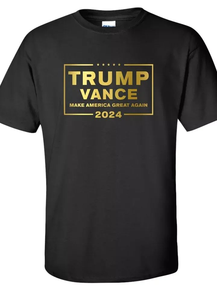 Trump Vance 2024" T-Shirt black gold dark maga president election 2024 freedom product image (1)