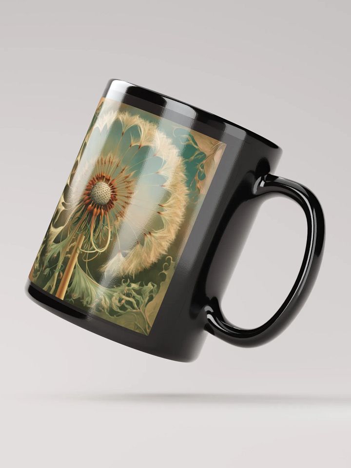 Art Nouveau Dandelion's Golden Seed Head Black Glossy Mug product image (2)