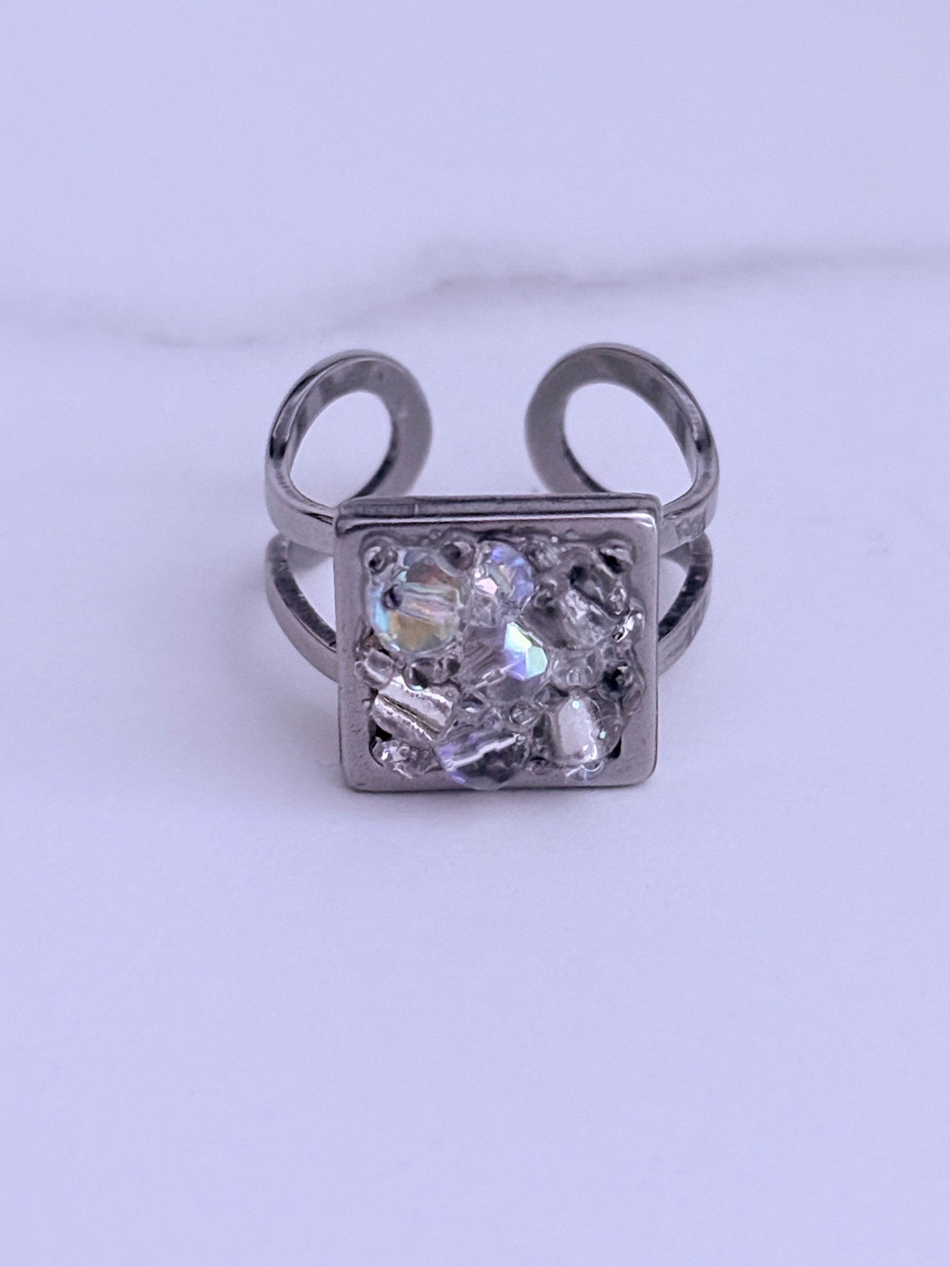MFD-00230 | Radiant Tidepool | Adjustable Ring | Double-Band Stainless Steel | Handmade Coastal Charm Jewelry by Monique Faella Designs™ product image (3)