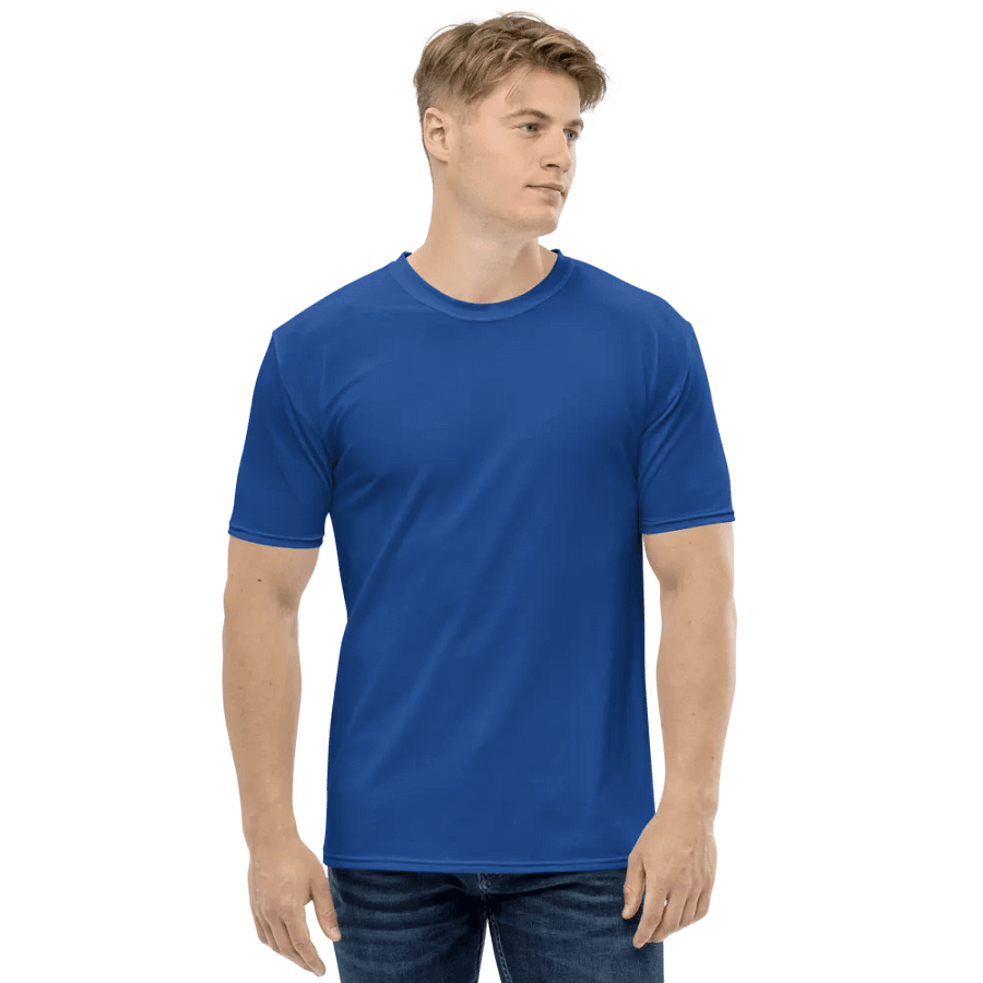 Plain Ocean Blue True Summer Men's Crewneck Polyester Heavyweight Premium T-Shirt by Treasure Pie product image (4)