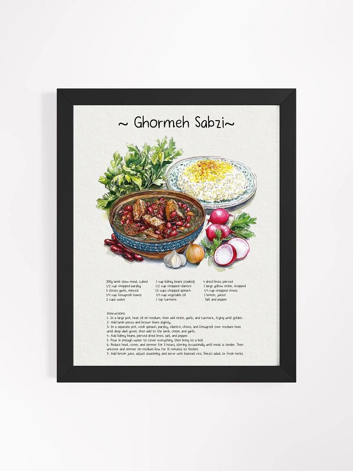 Ghormeh Sabzi Watercolor Illustration | Persian food Recipe | Persian Cuisine Kitchen Wall Art | Minimal Art | Food Art | Home Decor product image (3)