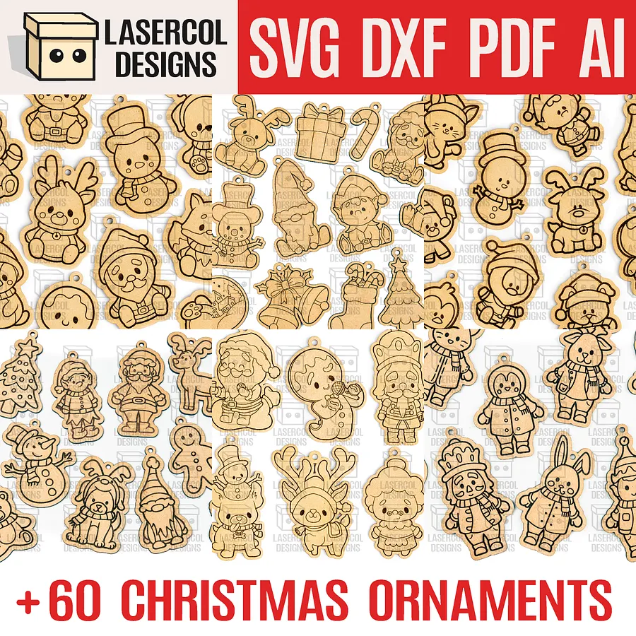 Christmas Ornaments Bundle Set 1 (+60) - Laser Cut Files product image (1)