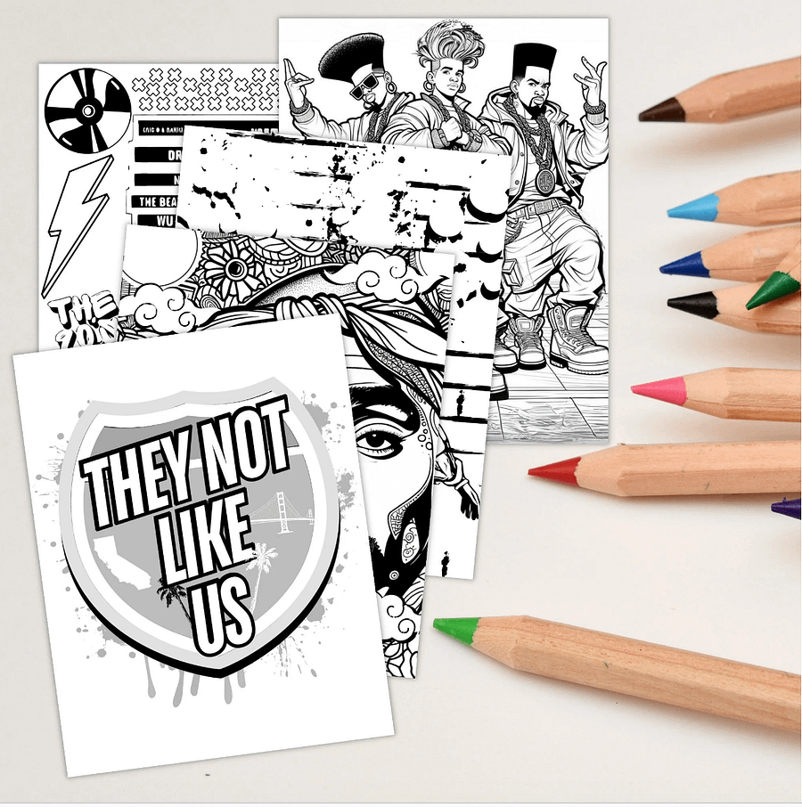 100 PAGE- Rap Star Coloring Book Pages - Instant Digital Download product image (5)