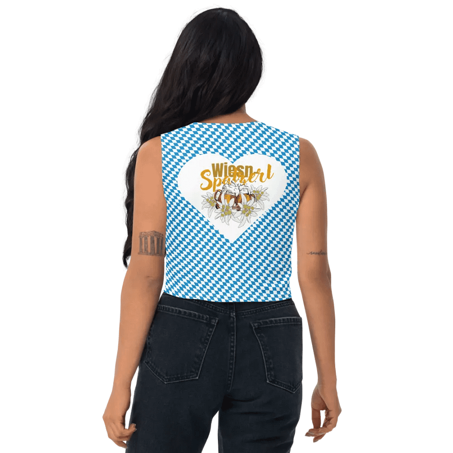 Wiesn-Spatzerl Crop T-Shirt Oktoberfest Bayerische Rauten-Blau-Weiss product image (12)