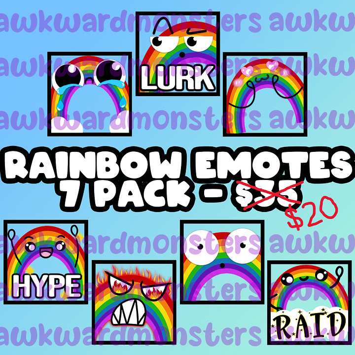 7 Pack of Rainbow Themed Emotes product image (1)