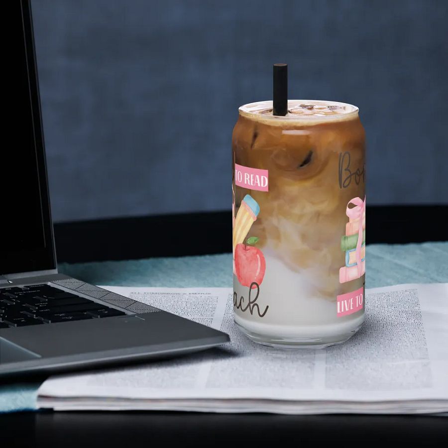 Ice Coffee Watercolor Glass Tumbler Gift For A Teacher product image (4)