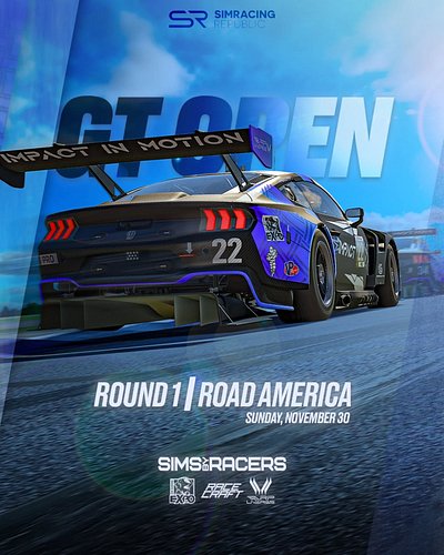 Round 1 — Sim Racing Republic GT Open | Road America

We’re rolling into Sunday with a 5-driver lineup ready to attack the se...