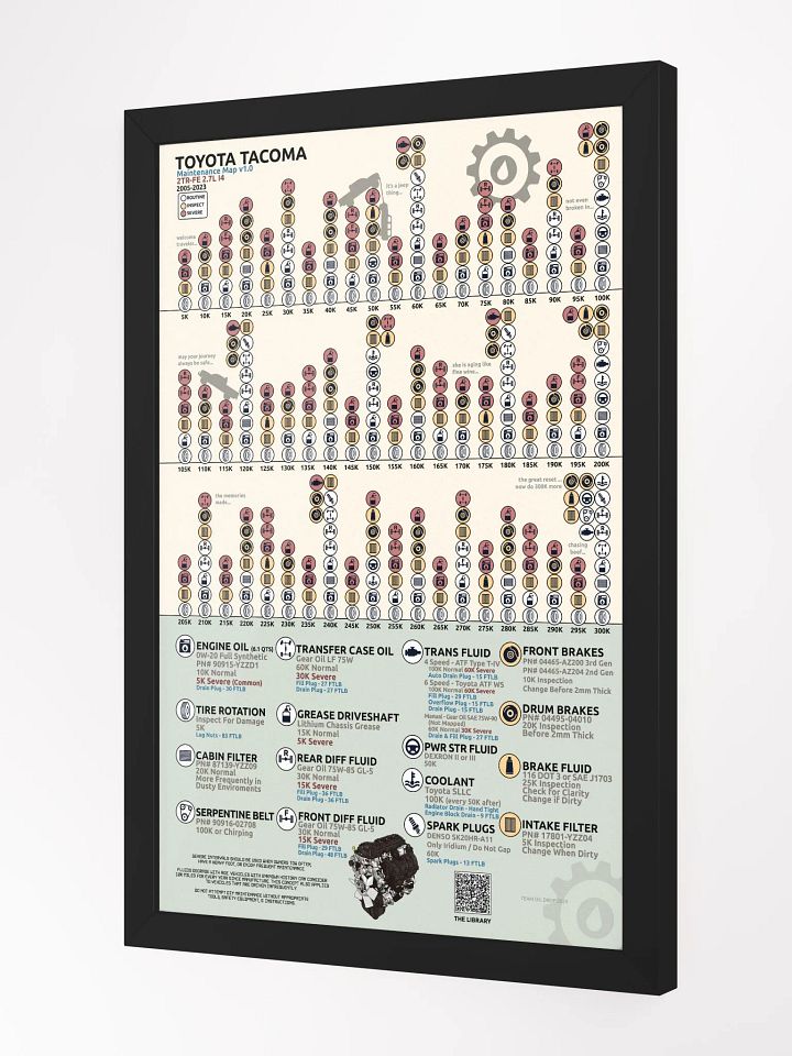 2.7L I4 2TR-FE TACOMA MAINTENANCE MAP - FRAMED product image (2)