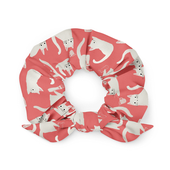 Bad Cats Knocking Stuff Over Patterned Scrunchie, Pink product image (1)