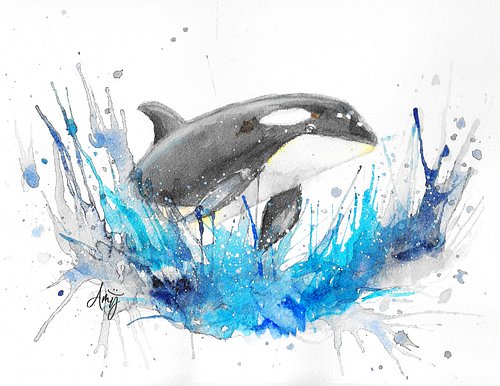 Another Orca - this one completed in real life watercolor! 
@willelliston #skillshare #shareyourart #sharingartmatters #water...