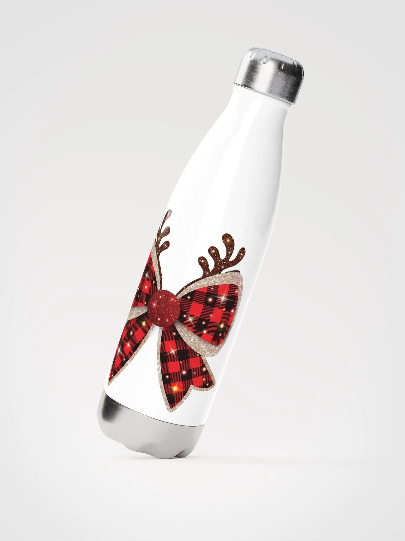 Festive Buffalo Plaid Stainless Steel Water Bottle product image (4)