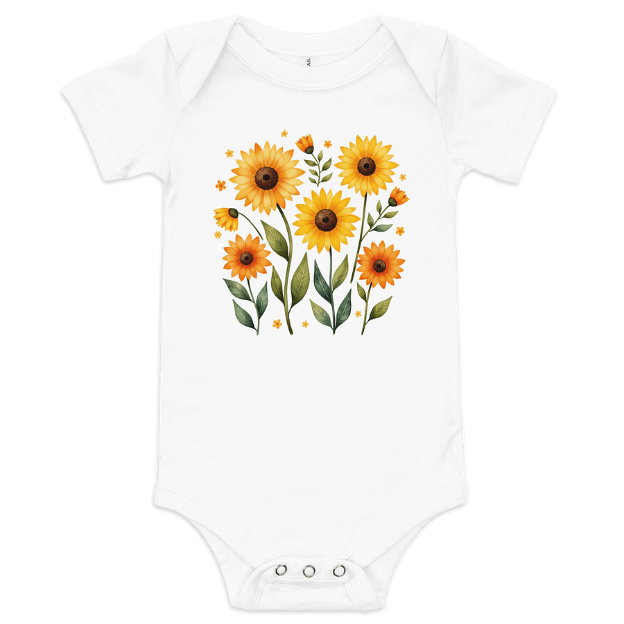 Retro Sunflower Serenade Baby Onesie product image (1)