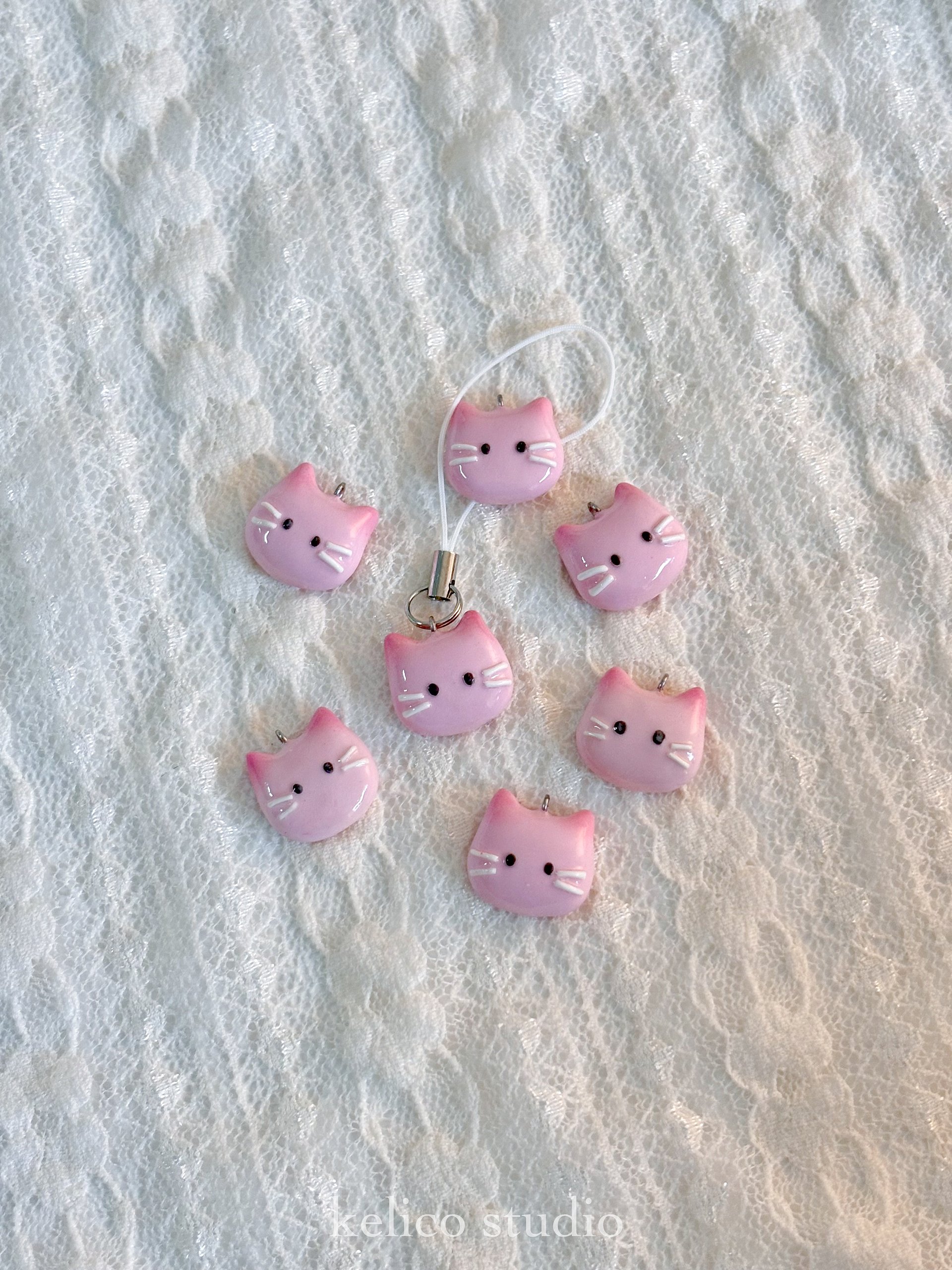 cherry blossom cat • clay charm product image (3)
