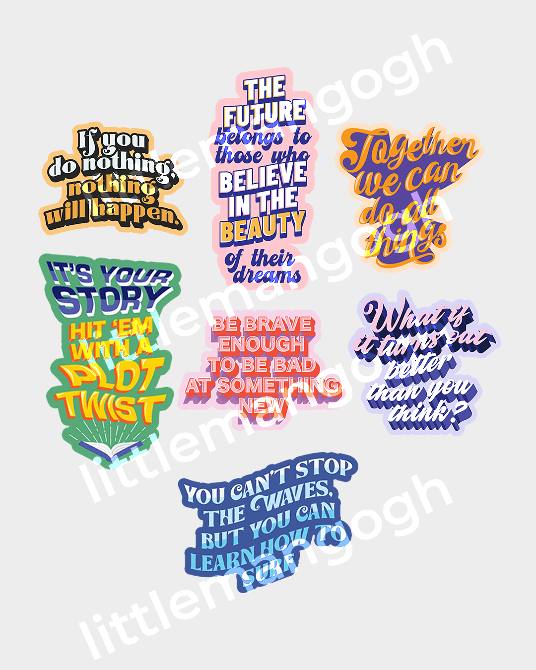 22 Typographic Sticker Design Bundle - Instant Digital Download product image (3)
