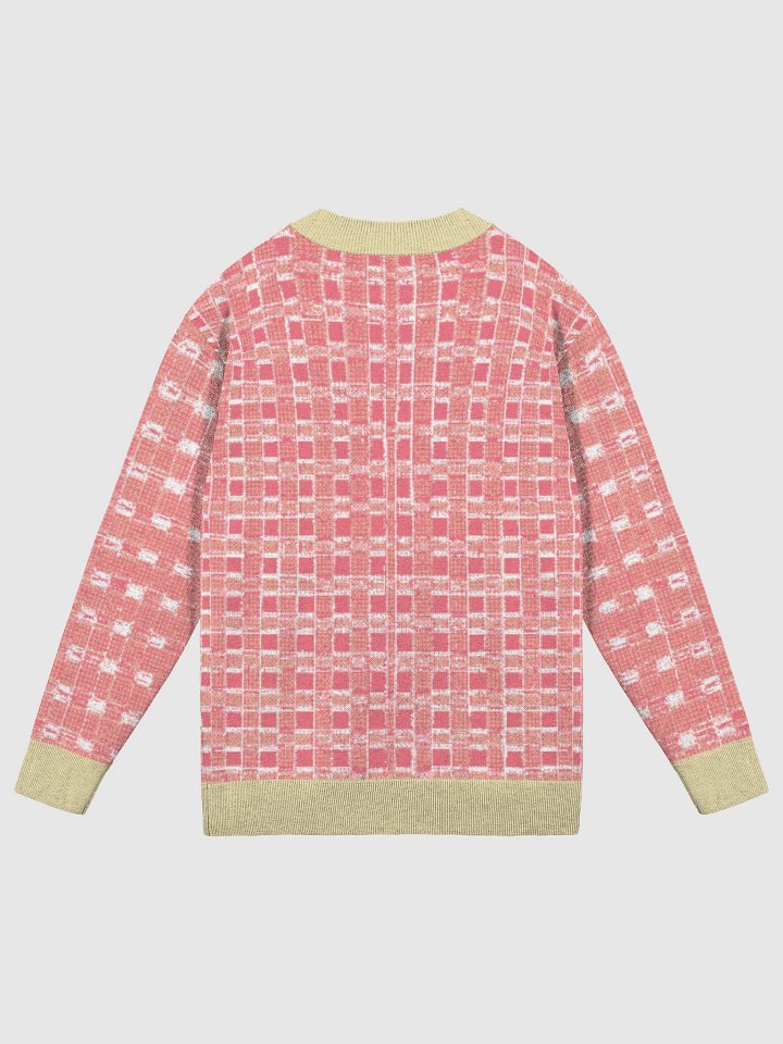 Pastel Grid Cardigan – Coral & Cream product image (2)