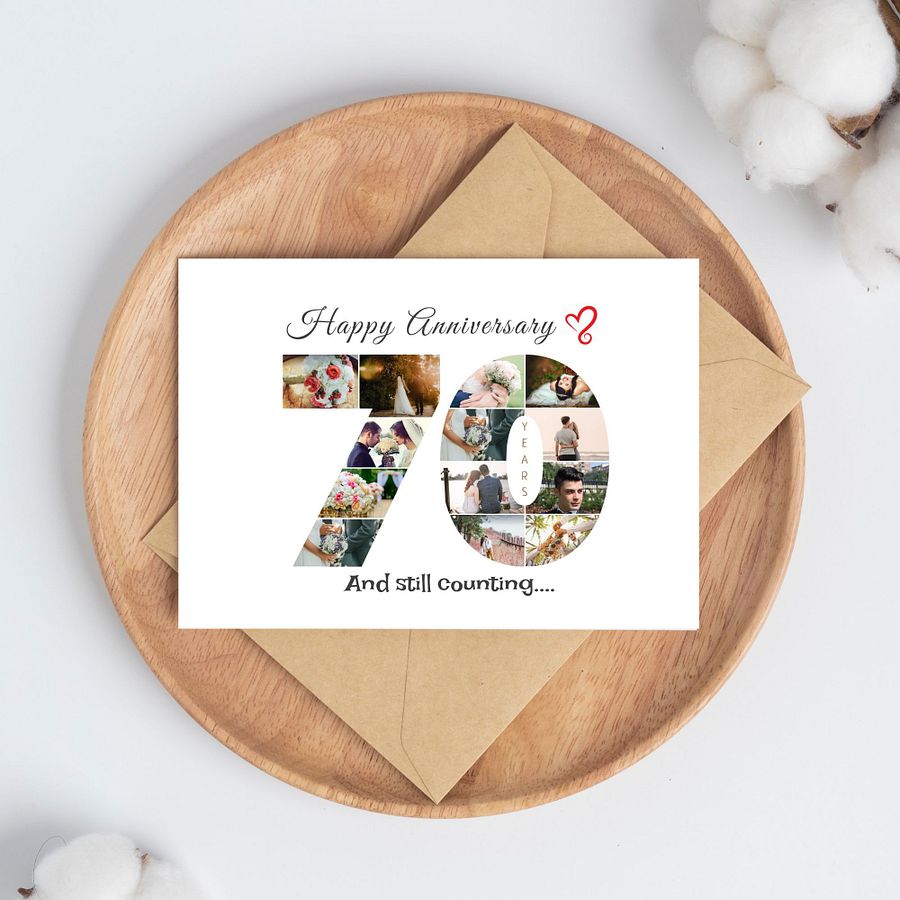 70 Year Anniversary Photo Card Editable Canva Template product image (9)