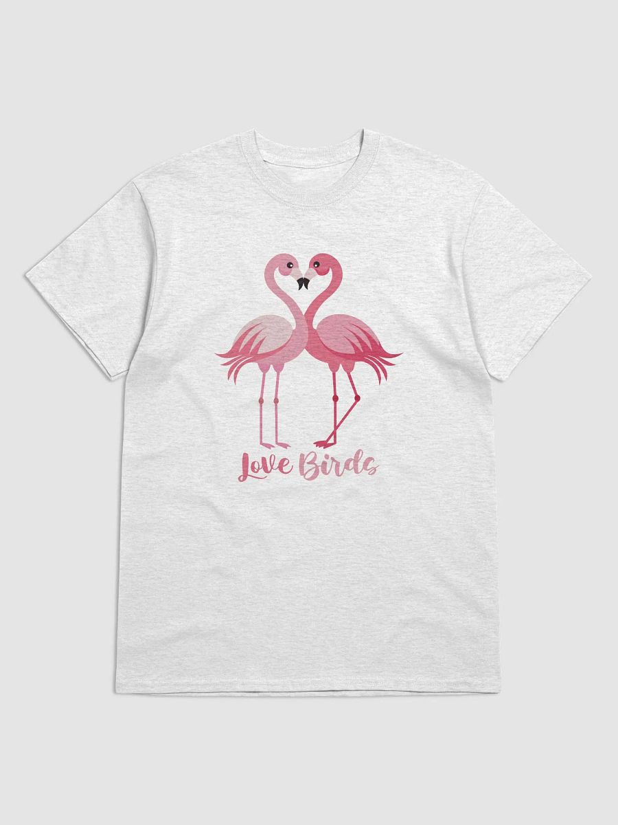 Flamingo Love Bird T-Shirt, Cute Happy Tee for Gen Z, Unisex T Shirt Short Sleeve, Flamingo Lover Gift, Heart Shape Design, Flamingo Apparel product image (2)