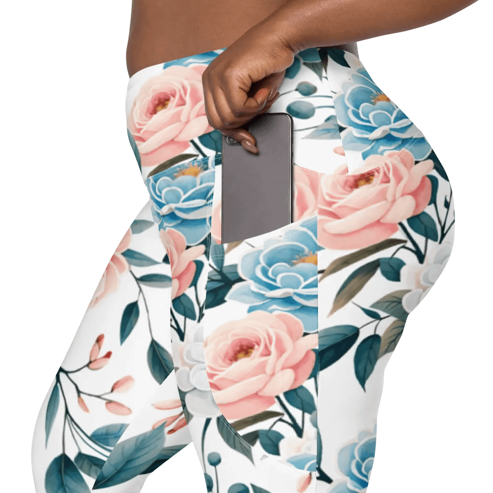 Floral Fusion Crossover Leggings with Pockets product image (9)