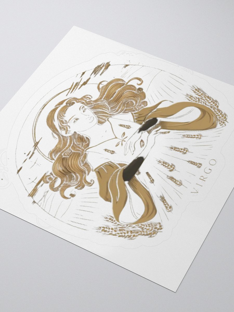 Virgo Zodiac Sticker - Maiden with Wheat & Floral - Vinyl product image (3)