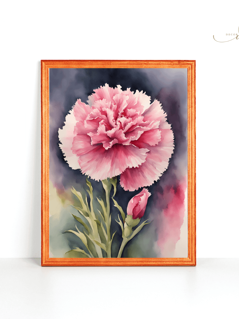 Watercolour Painting Printable Wall Art of CARNATION product image (3)