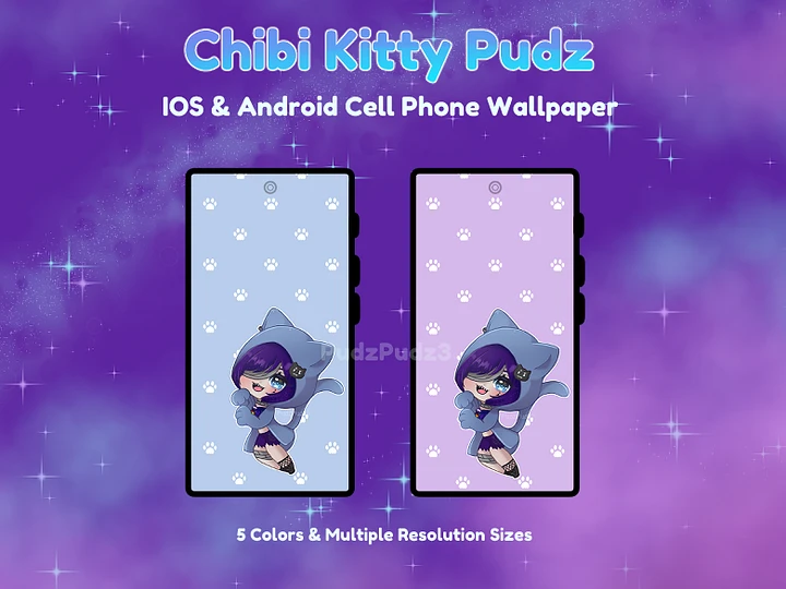 Chibi Kitty Pudz - Cell Phone Wallpaper [ IOS & Android ] product image (1)