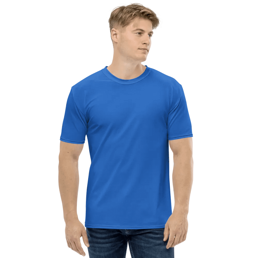 Plain Cobalt Blue Light Summer Men's Crewneck Polyester Heavyweight Premium T-Shirt by Treasure Pie product image (1)