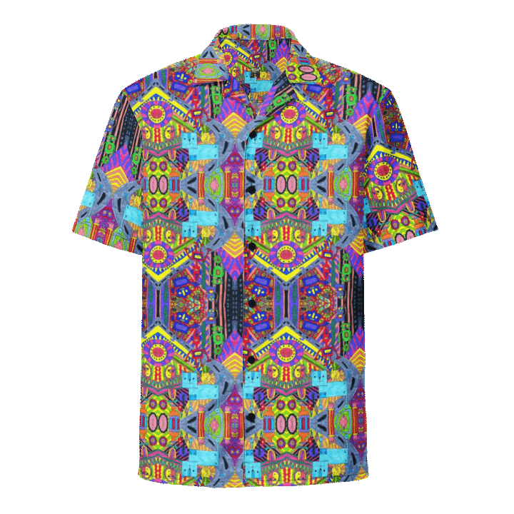 Abstract Colourful Doodle Art Robots Unisex Hawaiian Shirt product image (2)