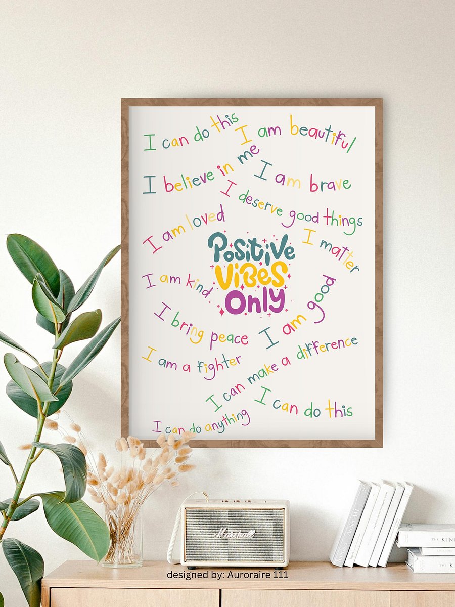 Positive Vibes Only - Printable Wall Art | Digital Poster Download | Multiple Sizes Included product image (4)