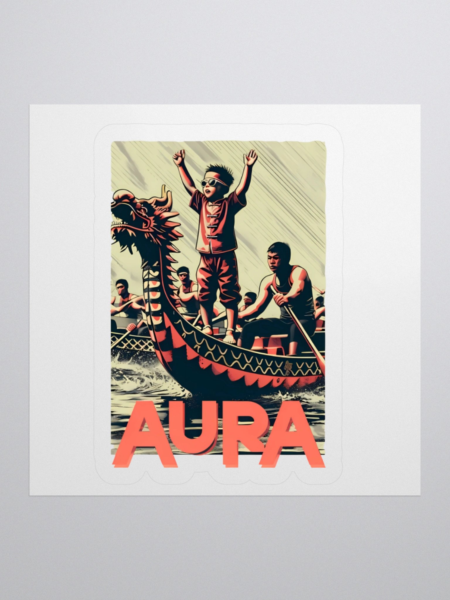 Dragon Boat Fury | Aura Art Print Sticker product image (2)
