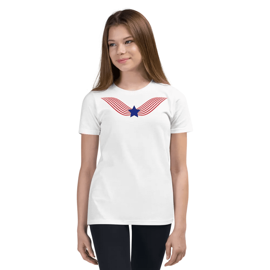 Stars and Stripes Curly Angel Wings Youth Tee product image (3)