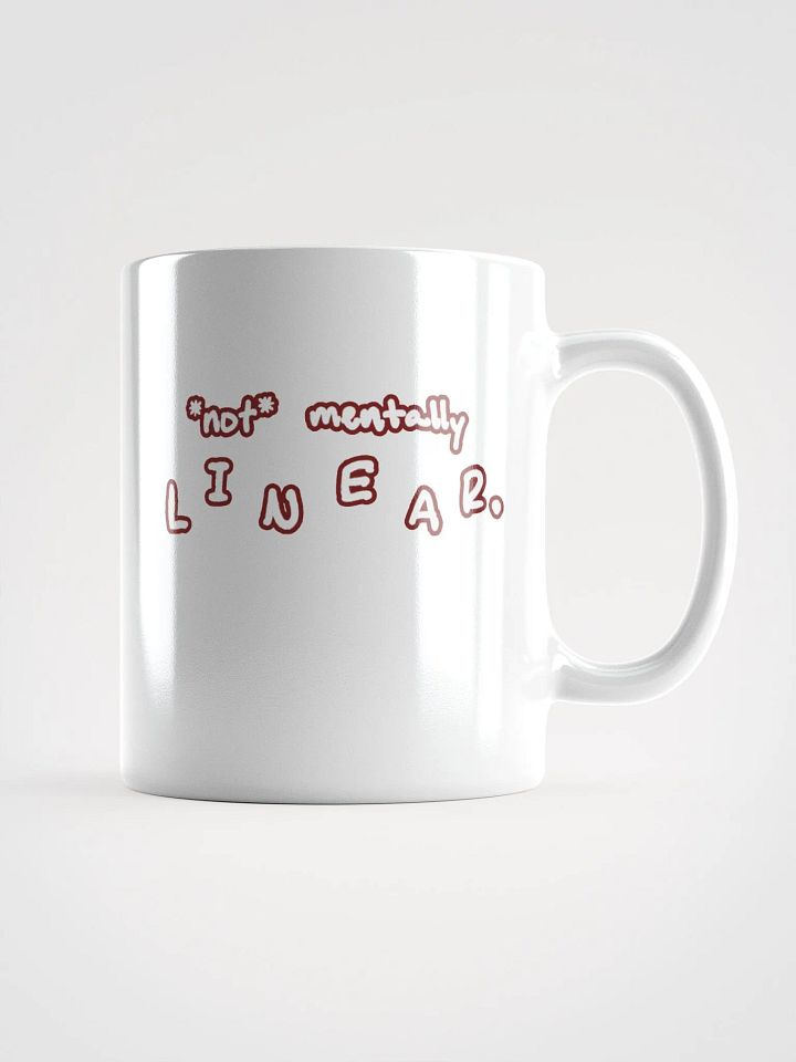 *not* mentally linear (lined design, #6D1616) glossy white mug product image (1)