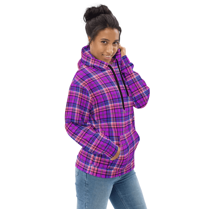 Bright Purple, Pink, and Blue Plaid Hoodie product image (1)
