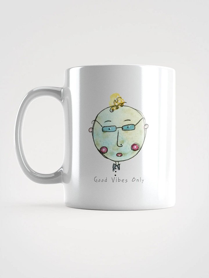 Whimsical Faces Good Vibe Only White Glossy Mug product image (1)