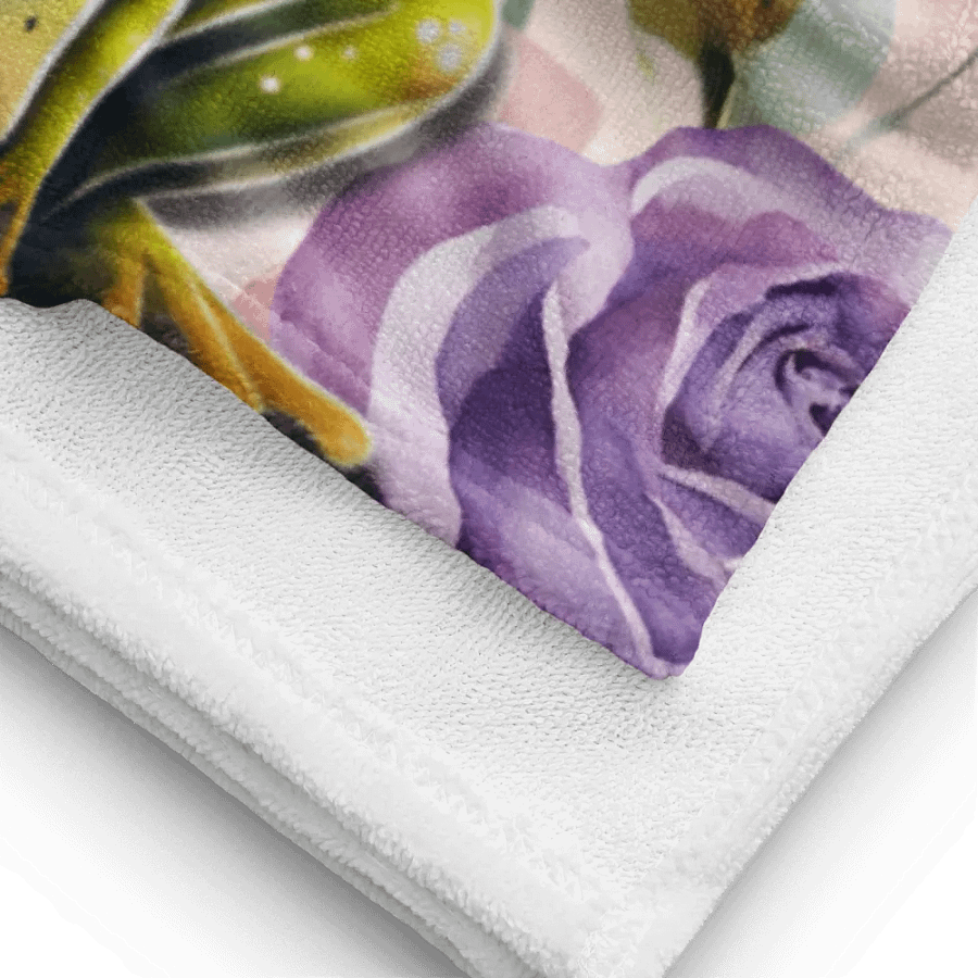 Cute frogs and flowers Bath towel product image (5)