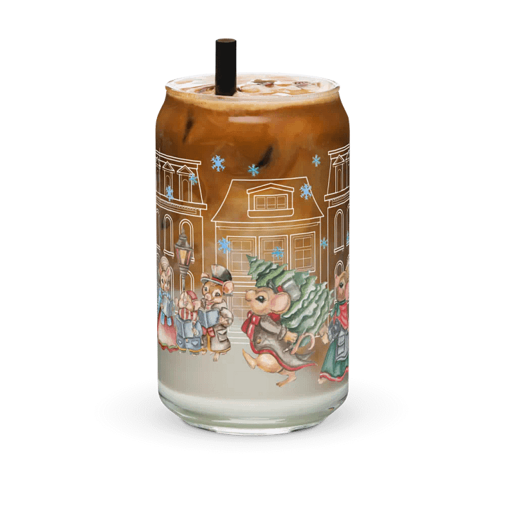 Prelude To Christmas Glass Can Tumbler | 16oz Holiday-Themed Drinkware | Festive Winter Scene Design product image (1)