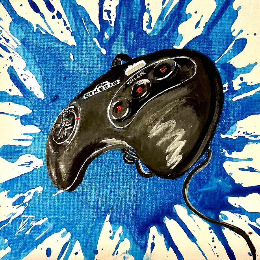 Hand painted “A New Challenger” Controller Splatter Painting product image (1)