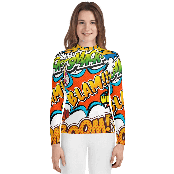 Dynamic Comic Action All-Over Print Youth Rash Guard product image (1)